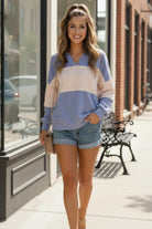 Haptics Color-block Bluebell Breeze Collared Pullover