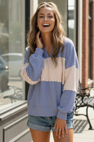 Haptics Color-block Bluebell Breeze Collared Pullover