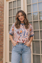Haptics Lobster & Blooms Printed Ringer Tee