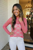 Haptics A Lace Moment Pink Sheer Top