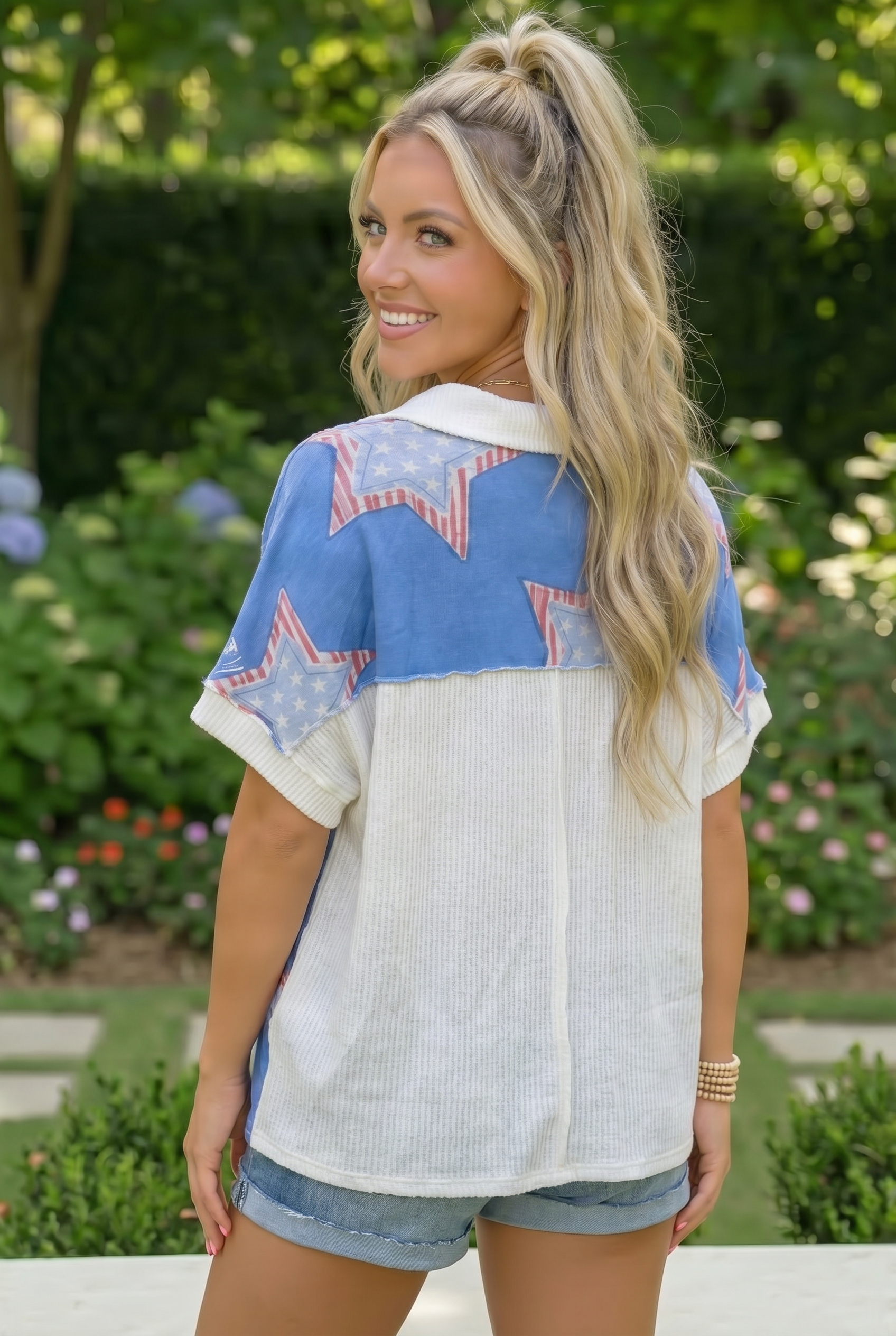 Haptics Star Spangled Vibes Blue Americana Top