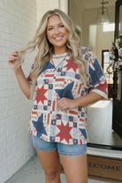 Haptics Stars and Floral Patchwork Print Top