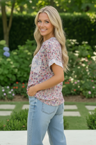 Haptics Garden Crush Floral Ribbed Knit Oversized Pocketed Top