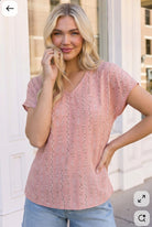 Haptics Coral Bloom Floral Stripe V-Neck Top