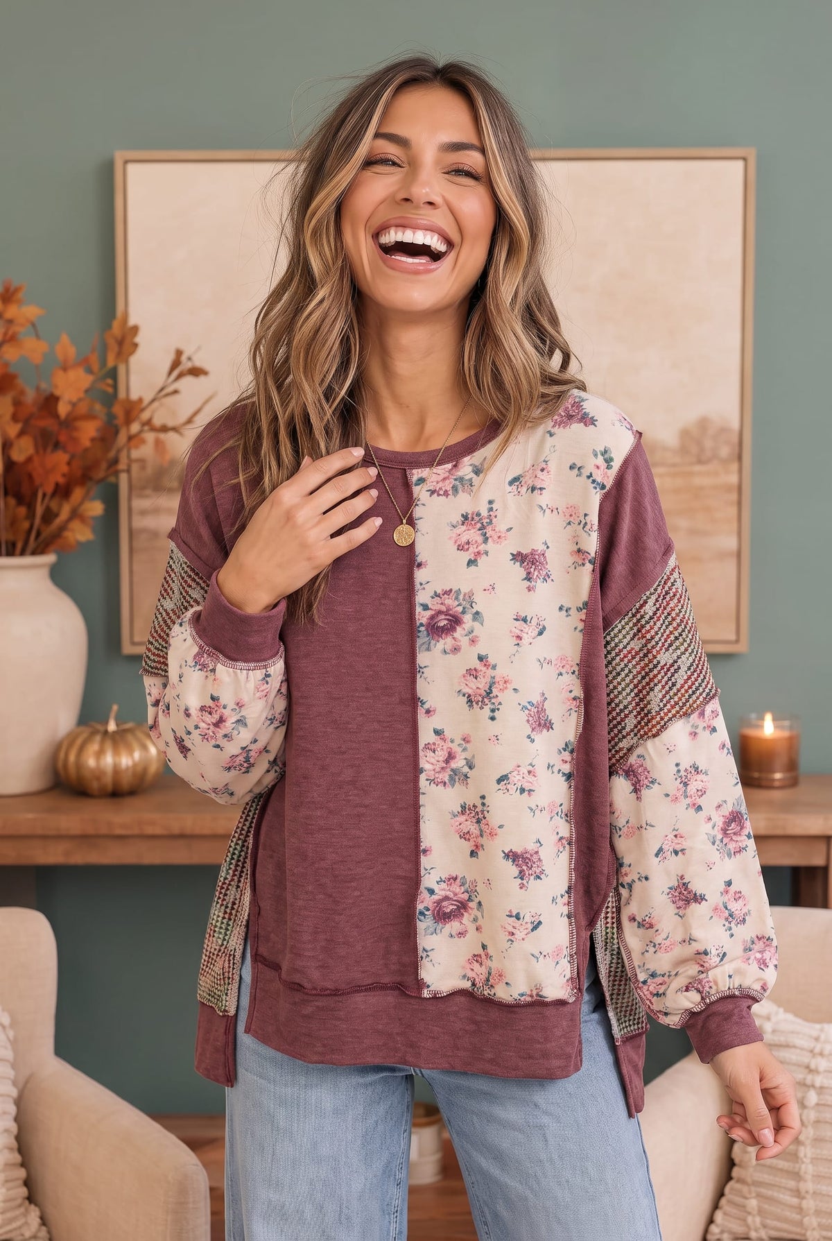 Haptics Rose Garden Floral Sweatshirt