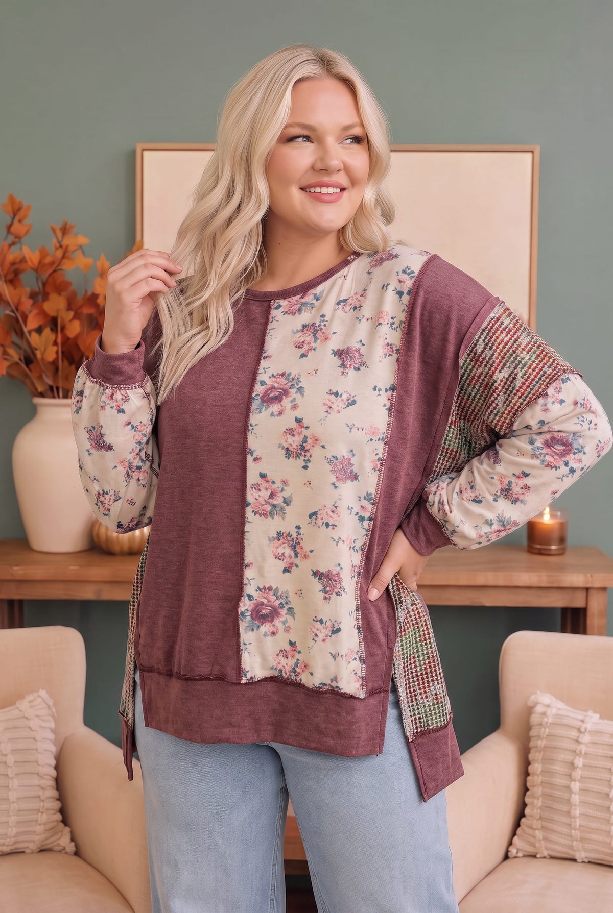 Haptics Rose Garden Floral Sweatshirt