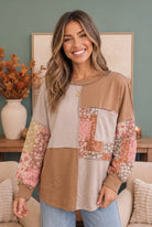 Haptics Neapolitan Patchwork Floral Colorblock Pullover