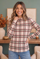 Haptics Plaid About You Mock Neck in Ivory
