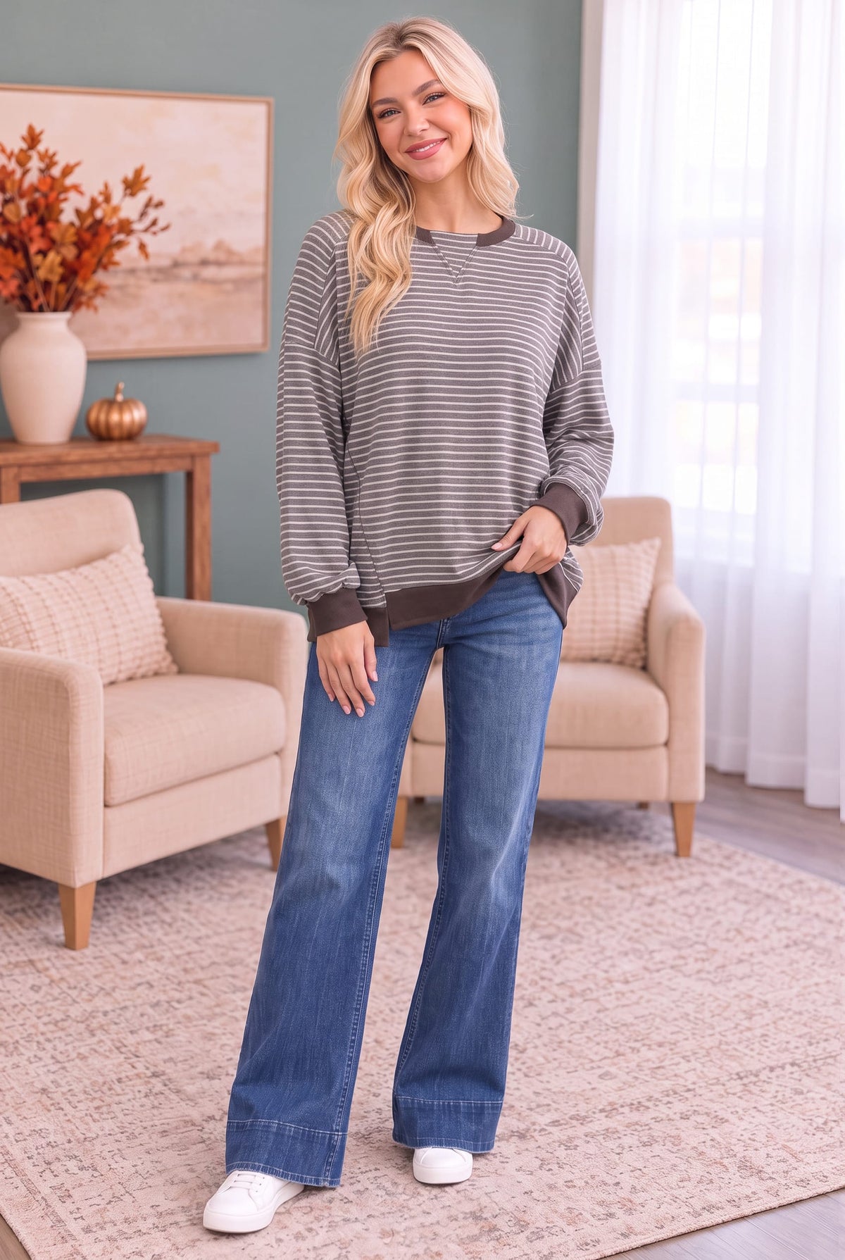 Haptics Crush on You Raglan Pullover in Mocha