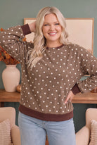 Cozy Dots Ribbed Pullover in Caramel