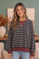 Haptics Perfect Plum Striped Sweater