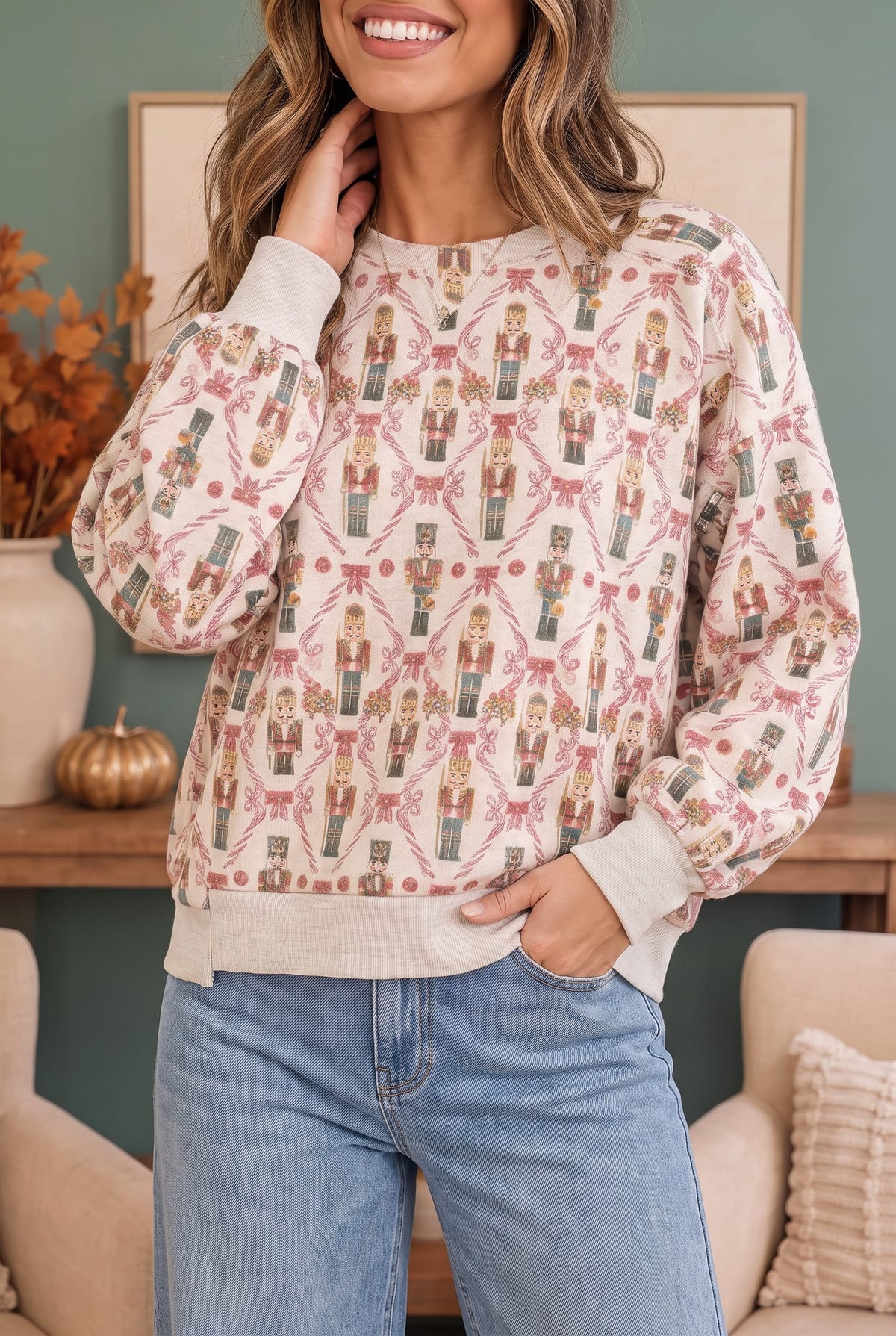 Haptics Nutcracker Sweet Printed Sweatshirt