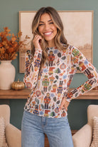 Haptics Nutcracker Sweet Long Sleeve Mesh Top