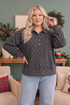 Haptics Cozy Dots and Button Stops Pullover