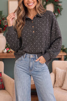 Haptics Cozy Dots and Button Stops Pullover