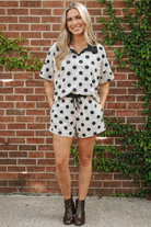 Haptics Spot On Darling Black and White Polka Dot Two Piece Set