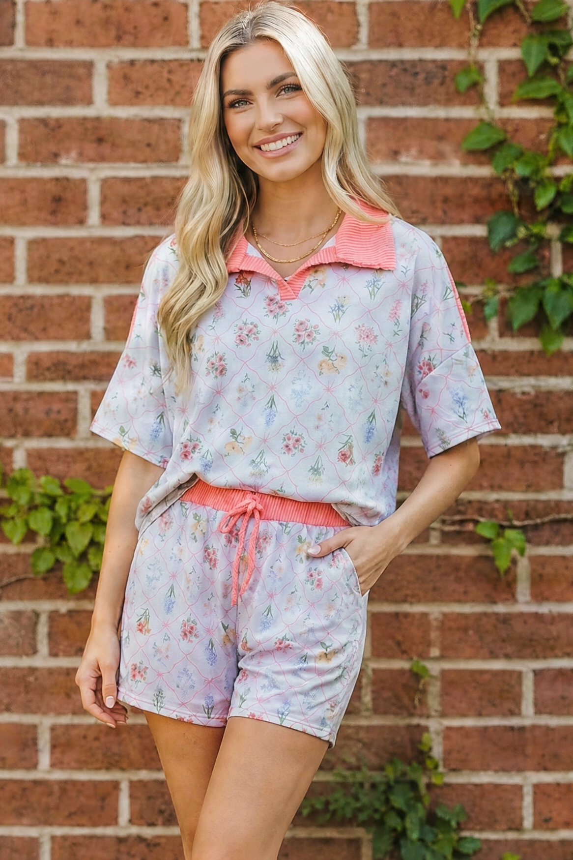 Haptics Floral Garden Matching Short Set