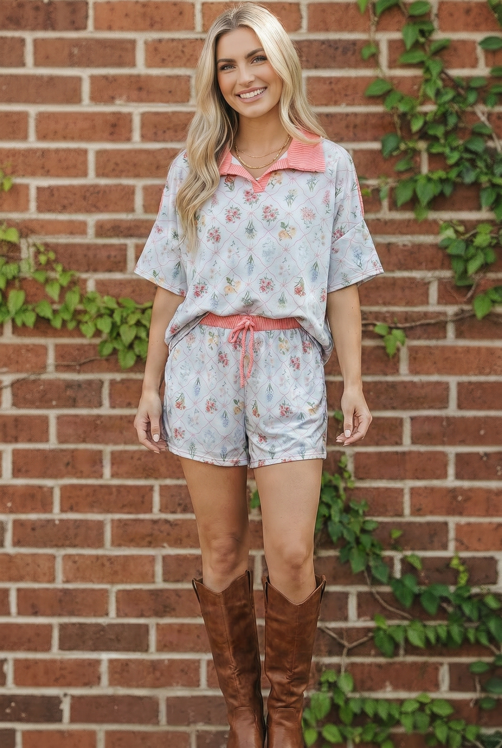 Haptics Floral Garden Matching Short Set