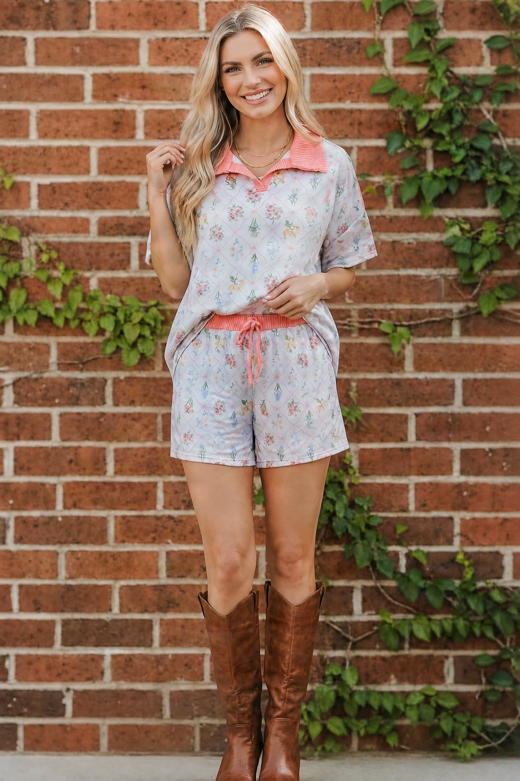Haptics Floral Garden Matching Short Set