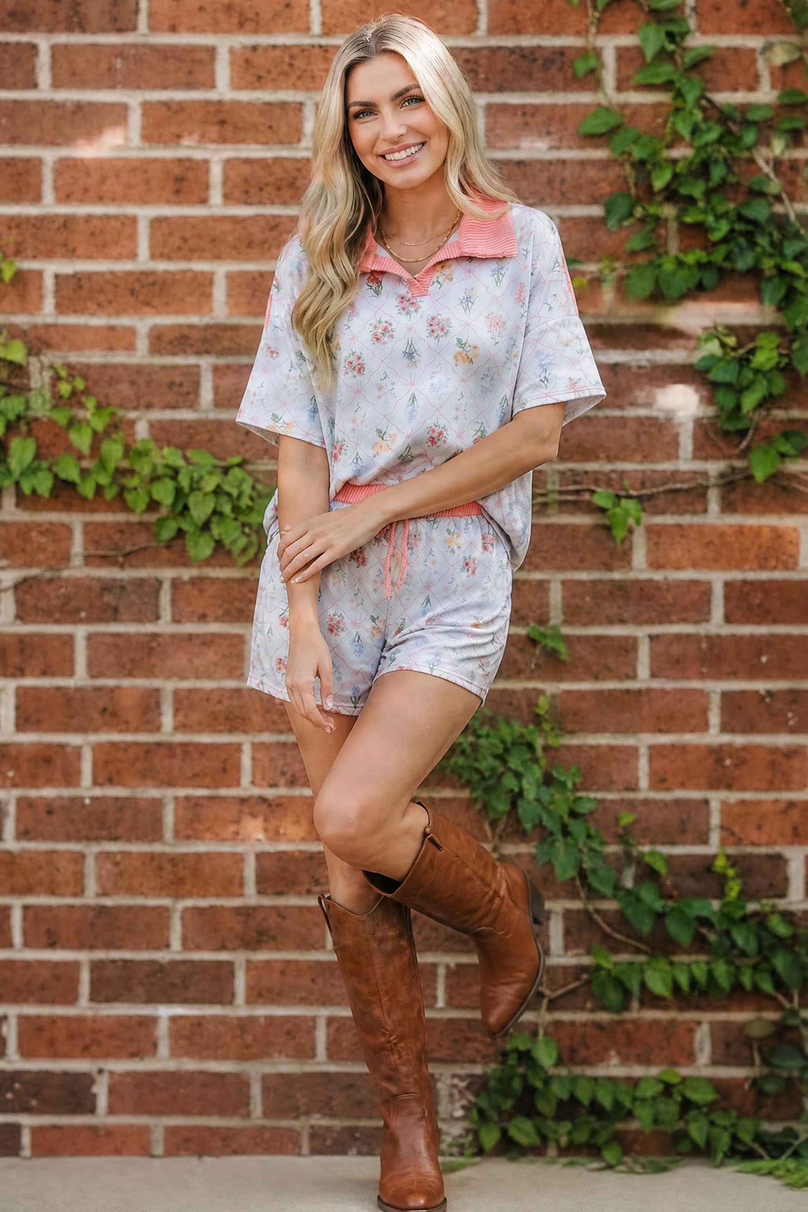 Haptics Floral Garden Matching Short Set