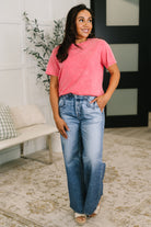 Zenana Had to Be There Mineral Wash Tee in Fuchsia Womens