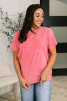 Zenana Had to Be There Mineral Wash Tee in Fuchsia Womens