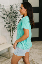 Zenana Had to Be There Mineral Wash Tee in Turquoise Womens