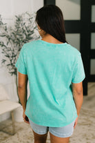 Zenana Had to Be There Mineral Wash Tee in Turquoise Womens