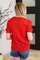 Haptics Hand Over Heart Graphic Knit Top in Red Womens