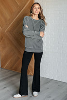 Zenana Hands Down Favorite Acid Washed Sweatshirt in Ash Jade Shirts & Tops