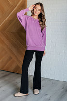 Zenana Hands Down Favorite Acid Washed Sweatshirt in Light Plum Shirts & Tops