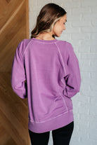 Zenana Hands Down Favorite Acid Washed Sweatshirt in Light Plum Shirts & Tops