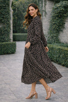 Haptics Promotional Proposal Jersey Knit Collared Dress in Black and Khaki Womens