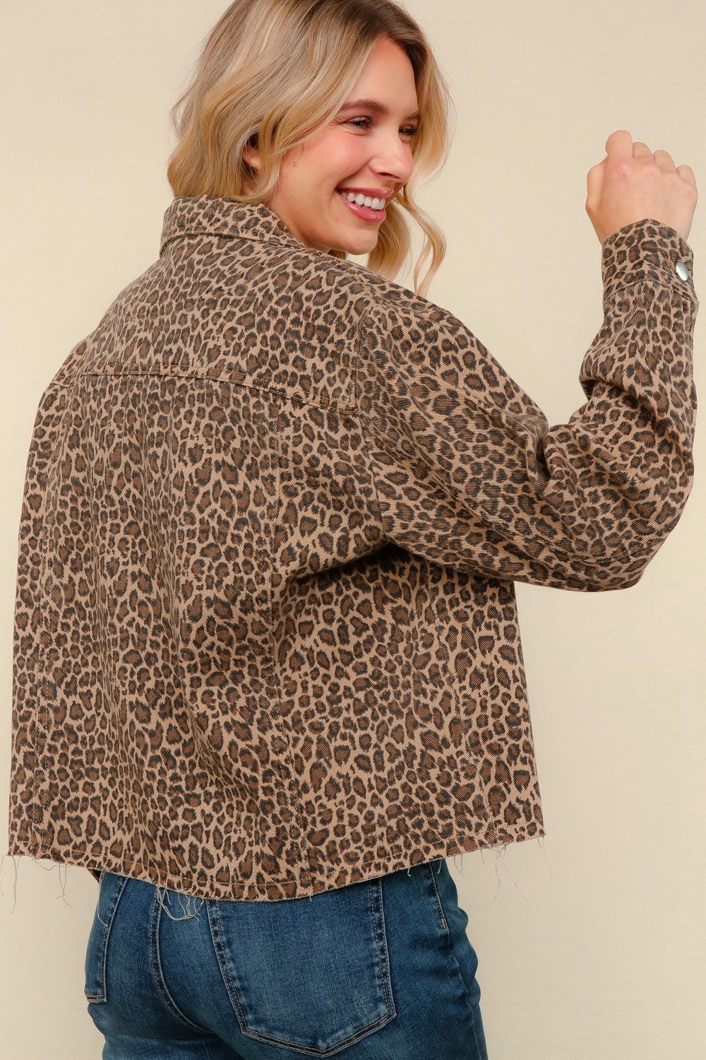 Haptics Button Down Loose Fit Leopard Jacket