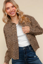 Haptics Button Down Loose Fit Leopard Jacket