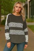 Haptics Charcoal & Ivory Oversized Paisley Floral Print Pullover