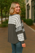 Haptics Charcoal & Ivory Oversized Paisley Floral Print Pullover