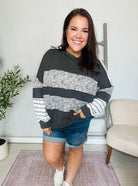 Haptics Charcoal & Ivory Oversized Paisley Floral Print Pullover
