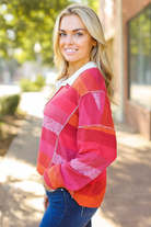 Haptics Days Striped Collared Reverse Seem Placket Long Sleeve Top