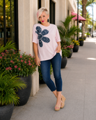 Haptics Exactly My Type Paisley Floral Applique Top Womens