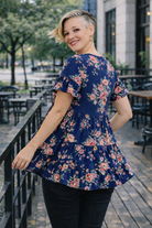 Haptics Frill Hem Babydoll Swing Floral Knit Top