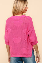 Haptics Pink Heart Netted Crochet Sweater Top Shirts & Tops