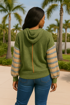 Haptics Plus Size Olive Hacci Color Block Sweater Hoodie