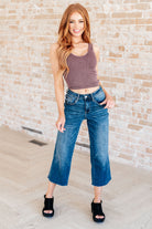 Judy Blue Hayes High Rise Wide Leg Crop Jeans Womens