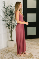 Very J Head to Toe Whoa Gathered Wide Leg Jumpsuit in Mauve Womens