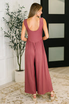 Very J Head to Toe Whoa Gathered Wide Leg Jumpsuit in Mauve Womens