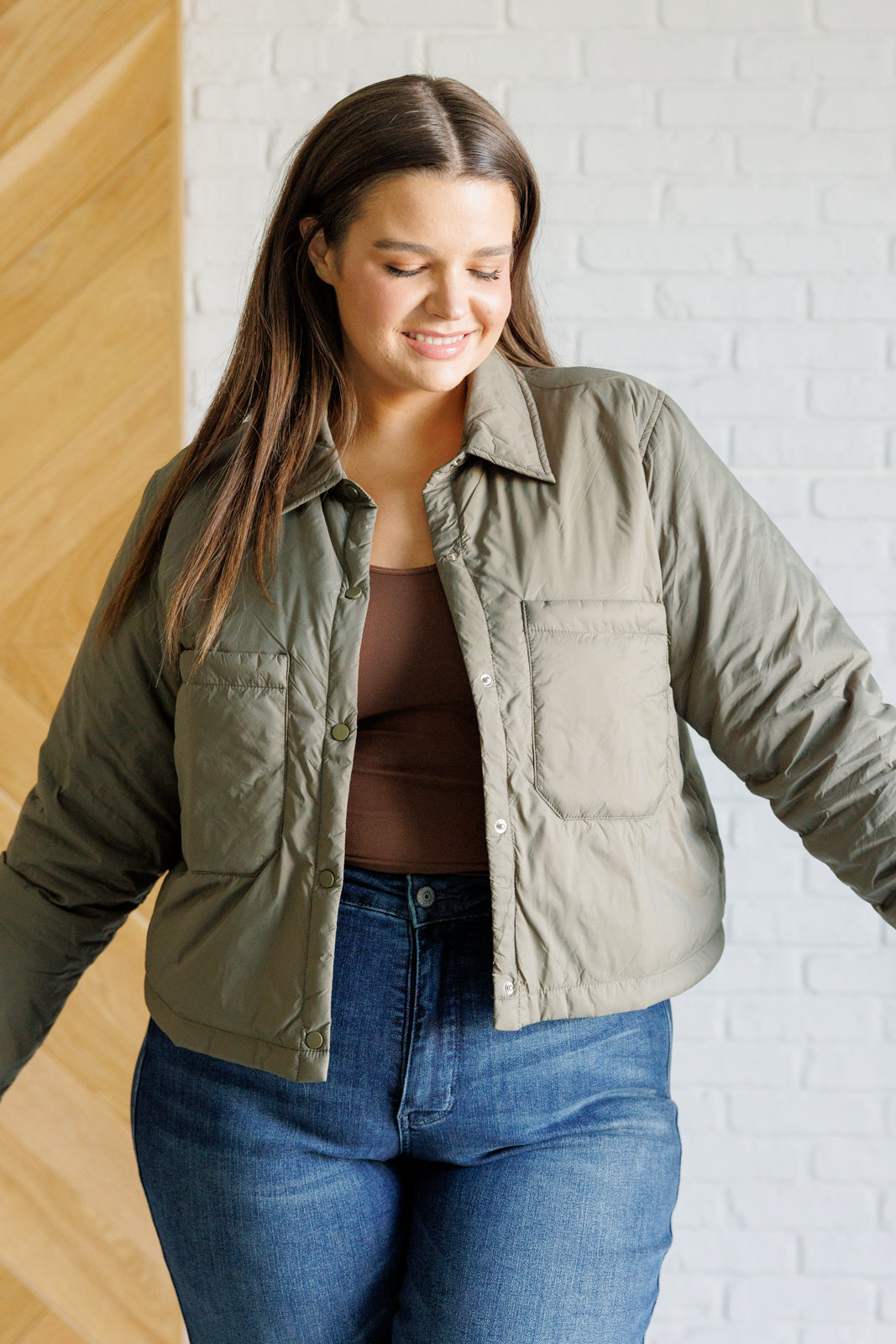 Mittoshop Hear Me Out Lightweight Puffer Jacket in Olive Ave Shops