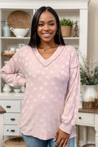 Heimish Light Pink Heart Stitch Long Sleeve Pullover Shirts & Tops