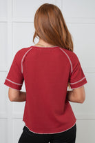 One Eleven North Heartbreaker Waffle Knit Tee in Cranberry Shirts & Tops