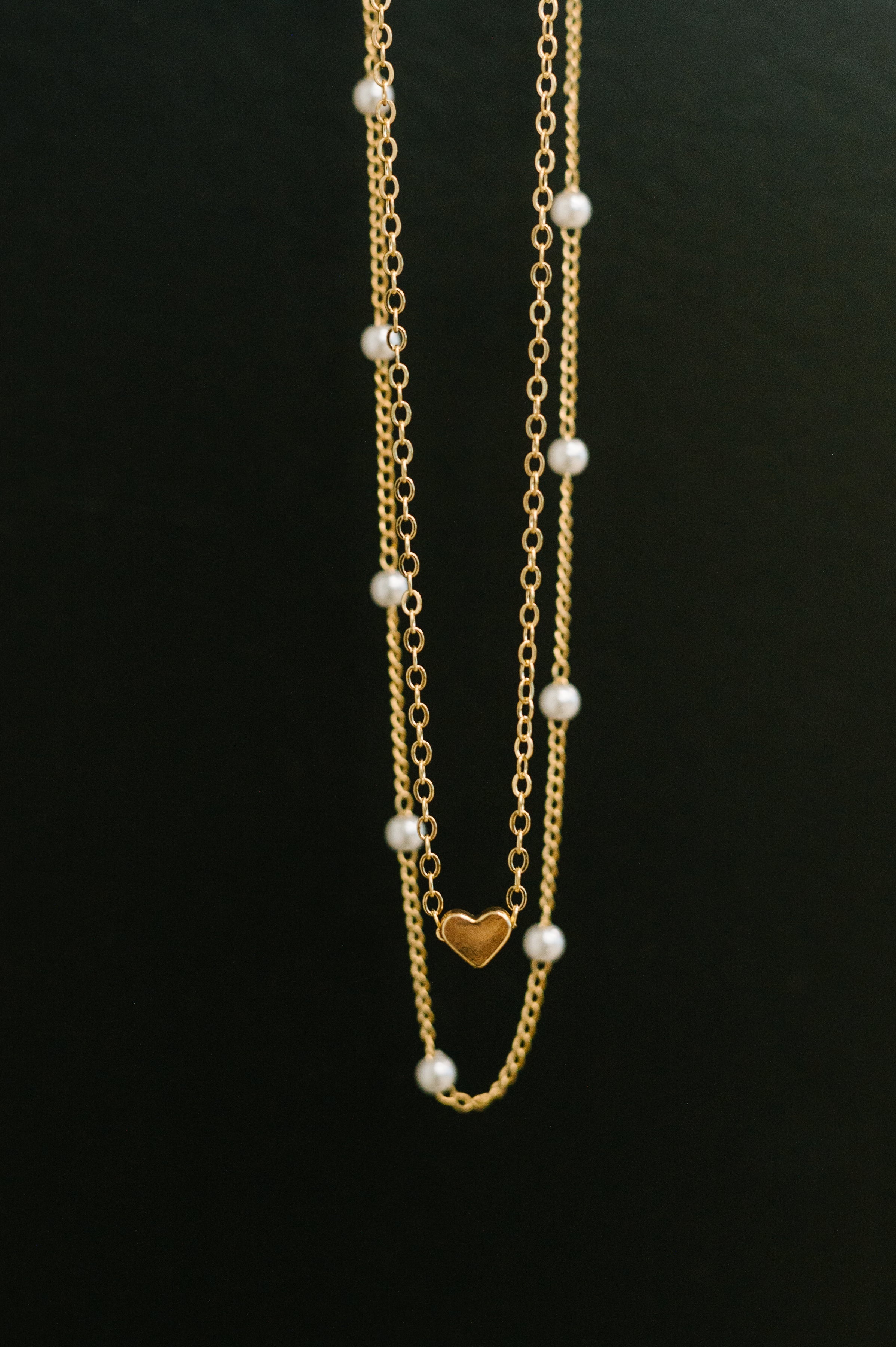 Heart of Gold Pendant Necklace Layered Set in Gold Womens